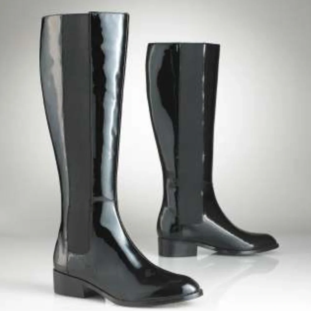 Ralph Lauren Black Patent Over-the-Knee Boots